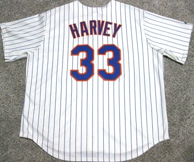 Camiseta deportiva Matt Harvey New York Mets para hombre 2XL marfil a rayas majestuosa réplica Foto 1 de 4