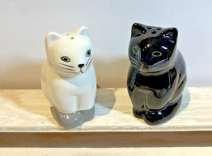 Juego de coctelera de sal y pimienta Feline Cat nueva en blanco y negro - Imagen 1 de 11