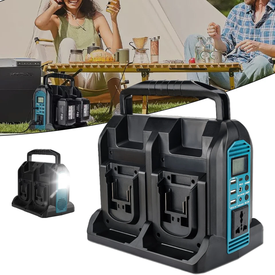 JHJQZCYG 350W Tragbarer Stromversorgungsinverter für Makita 18V Akku AC 110V mit 3 USB