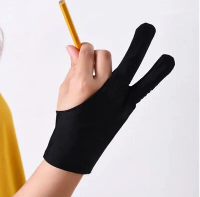 2 Finger Anti-fouling Glove For Artist Drawing Pen Graphic Tablet Pad 1Pc BLACK - Image 1 of 4