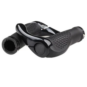 Cycling Lock-On Bicycle Handlebar Bike Bar Grips Ends Rubber Mountain MTB Black - Picture 1 of 4