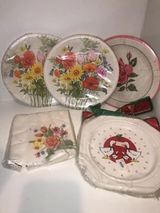 Vintage Blumen Pappteller und Servietten - Bild 1 von 8