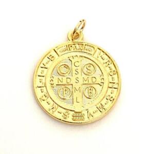 St Benedict Enamel 1" 1/4 Brass Medal Catholic Exorcism - Blessed By Pope