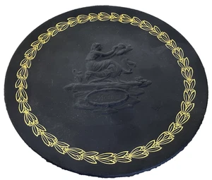 Mother Black Jaspis Wedgwood Teller Made in England 1971 Basalt 6 3/8" Gold - Bild 1 von 2
