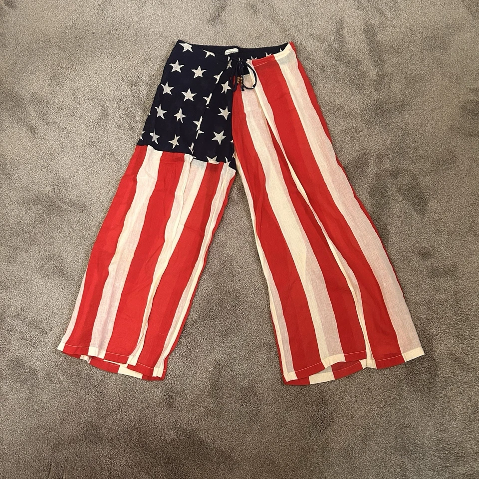 Pantalones de pierna ancha 158 Ralph Lauren Denim & Supply para mujer bandera patriótica americana M Foto 1 de 4