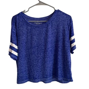 American Eagle Outfitters kurzes blaues leichtes kurzärmliges fließendes T-Shirt Gr. M - Bild 1 von 7