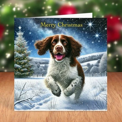 FAT CAT & LAZY DOG Springer Spaniel Dog Christmas Card