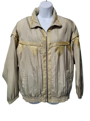 Chaqueta cortavientos vintage Active Frontier para mujer mediana beige dorado cremallera completa Foto 1 de 4