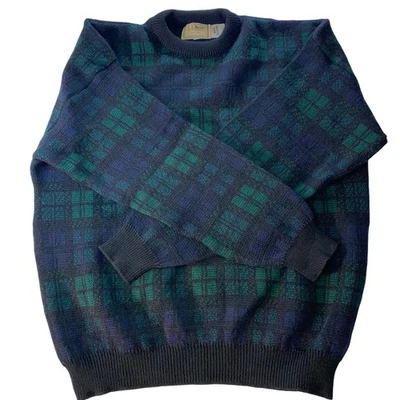 VTG LL Bean Wool Sweater Blackwatch Tartan Plaid Men XL Green Preppy Grandpa USA - Image 1 of 4