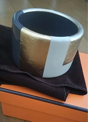 Brazalete Hermes Wood Rucker gris/etano/dorado/blanco roto usado sello caliente Foto 1 de 2