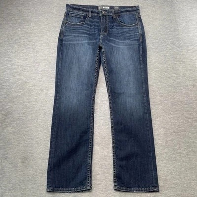 Мужские джинсы BKE 36x32 Blue Tyler с прямой пряжкой Whiskered Dark Wash эластичные - Изображение 1 из 4