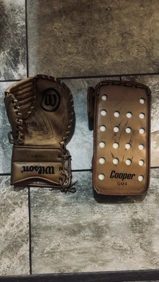 Vintage Leather Wilson  Goalie Traper Hockey Glove With Blocker read  - Image 1 of 4