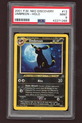 Umbreon Holo Pokemon Card Neo Discovery 13/75 ARK BGS PSA 9 - Imagem 1 de 2