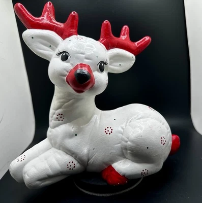 Estatuilla pintada a mano de colección Kimple Navidad cerámica reno acolchada aspecto felpa Foto 1 de 4