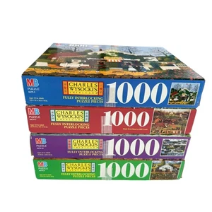 Lot 4 Milton Bradley Wysocki 1000 Pcs Vtg Catchin Bugs Birdies Puzzles As Is - Picture 1 of 11
