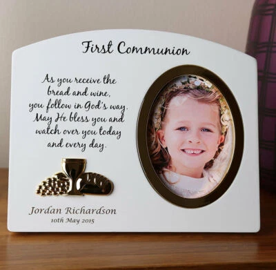 Girl's First Holy Communion Gift, Personalised Wooden Holy Communion Photo Frame