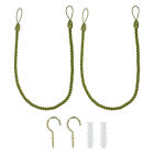2pcs Curtain Tiebacks Ropes with Hooks Bolts, Dark Green