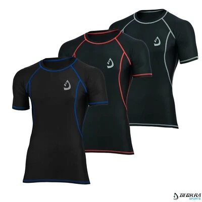 Deckra Mens Compression Base Layer Shirts Half Sleeves Gym, Yoga Armour Tights - Image 1 of 3