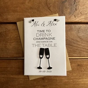 Handmade personalised wedding card - personalised with bride and groom names - Picture 1 of 3