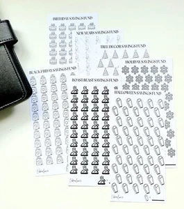 Holiday Savings Funds Card Set of 7 Handmade Card Stock Zipper Envelope Trackers - Picture 1 of 7