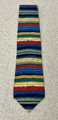 Structure Multicolor Contemporary Stripe Men’s Silk Tie, Casual, Dress, Business - Image 1 of 4