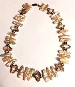 LUCAS LAMETH 925 Sterling Silver Pearl & Gemstone Necklace 18" Gorgeous by LUC - Picture 1 of 12