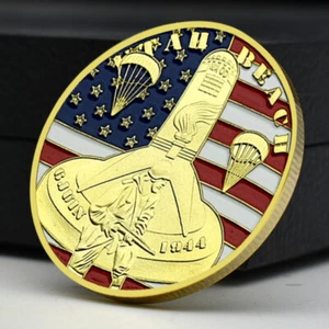 Moneda enchapada en oro D. Día 6 de junio, 1944 Medalla conmemorativa Normandía Desembarco Playa Omaha - Imagen 1 de 12