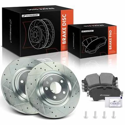 6x Drilled Rotors & Ceramic Brake Pad Rear for Audi A6 Quattro 19-20 A7 Quattro - Image 1 of 4