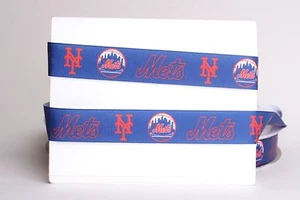 NEW YORK METS 7/8" GROSGRAIN RIBBON 1, 5, 10 YARDS BASEBALL SHIP FROM USA - Picture 1 of 1