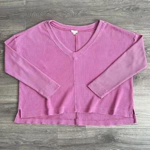 PILCRO Moira maglione maglia waffle medio oversize sciolto sbiadito rosa viola - Foto 1 di 9
