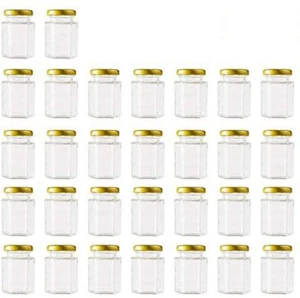 4 Oz Clear Hexagon Jars Small Glass Jars with Lids Mason Jars 30 Pack - Picture 1 of 8