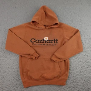 Carhartt Sweatshirt Youth Large 10-12 Brown Hoodie Work Wear Pullover* - Picture 1 of 17