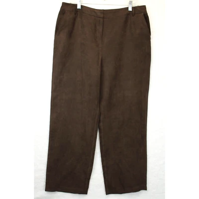 Norton Mcnaughton Wide Leg Pants Women 14 Faux Suede High Waist Brown Trousers - Image 1 of 4
