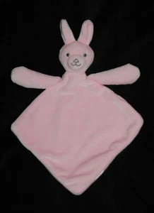 Doudou plat lapin rose FUTURA FINANCES Shina Toys Nez + yeux Gris Etat NEUF  - Picture 1 of 2