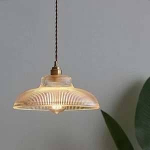 Cottage Pendant Lighting Clear Glass Shade Hanging Lamp Foyer Ceiling Fixture - Picture 1 of 7
