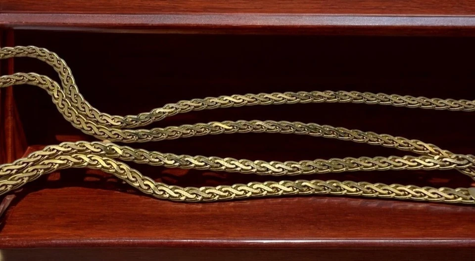 Collar de cadena de trigo de oro macizo de 14K 30" de largo 3,5 mm #2018 Foto 1 de 4