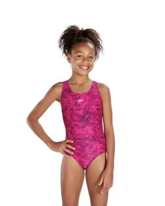 Speedo Girl's Boom Allover Splashback Swimsuit Pink 14 Years - Picture 1 of 4