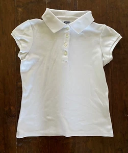 Izod Girls Approved School Wear Polo Shirt White Short Sleeve Collar M 7/8 R - Picture 1 of 5