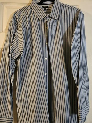APT. Camisa de vestir 9 azul a rayas manga larga 100 % algodón para hombre talla XXL Foto 1 de 3
