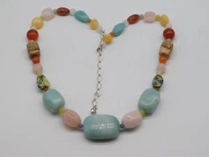 DESIGNER JAY KING STERLING SILVER MULTI COLOR GEMSTONE BEADED NECKLACE - Picture 1 of 5