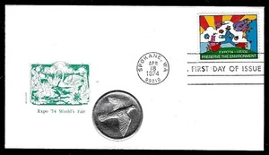 1527 10c Stamp (Peter Max) (1974) PRESERVE THE ENVIRONMENT FDC BY MEDALLION - Picture 1 of 1