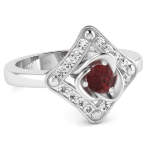 Rose Love Lab-Created Ruby Diamond Ring In 14k Gold - Picture 1 of 26