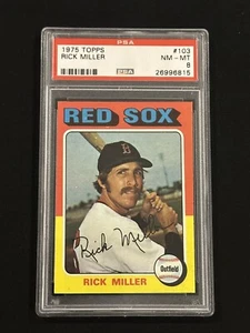 1975 TOPPS #103 RICK MILLER PSA 8 RED SOX - Picture 1 of 2