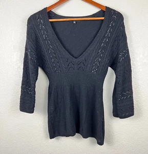 Vintage Y2K 90s Express Black Sequin Sweater Top Blouse Whimsigoth Women’s XS - Bild 1 von 7