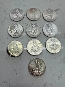 Lot of 10 Different 1982 & 1985 1oz .999 Fine Silver Engelhard Prospector Rounds - Picture 1 of 6