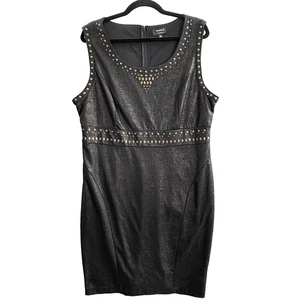 TORRID Women Vegan Leather Pencil Dress Sz 18 Black Sleeveless Rhinestones 77-26 - Picture 1 of 12
