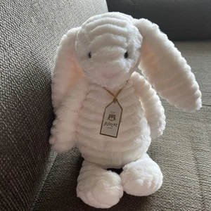 Jellycat Medium Bashful Luxe Bunny Nimbus - NEW - Authentic WHITE SOFT Adorable - Picture 1 of 16
