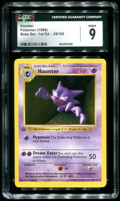 CGC 9 Haunter 1st Edition Shadowless Base Set 1999 Pokemon Card #29 - Image 1 of 2