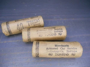 RAILWAY TOKENS INDIANAPOLIS, INDIANA * Lot Of 3 VINTAGE ROLL OF 40 - 120ct Lot - Bild 1 von 4