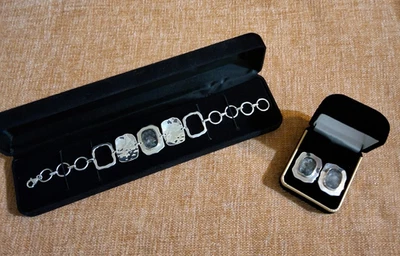 Pulsera y pendientes Coldwater Creek de plata y cuarzo rutilado Foto 1 de 4